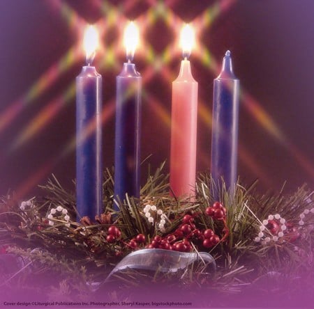 Advent wreath with three candles lit