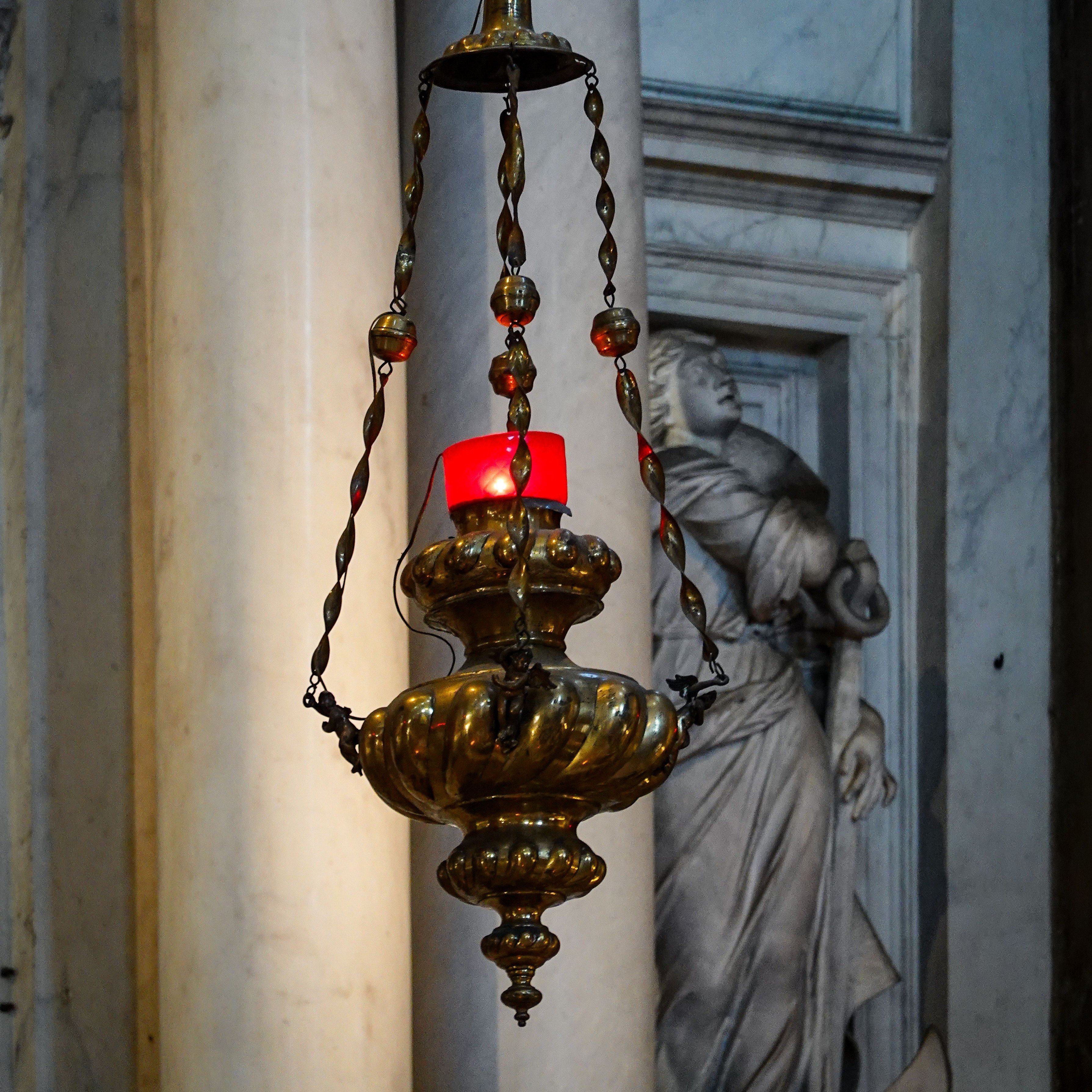 Photo of a burning sanctuary lamp