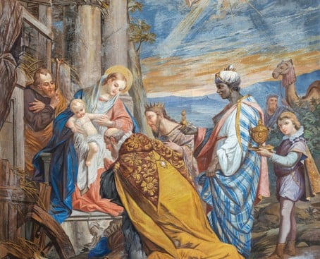 Painting of the Magi visiting the child Jesus