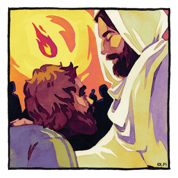 Illustration of tongues of flames at Pentecost