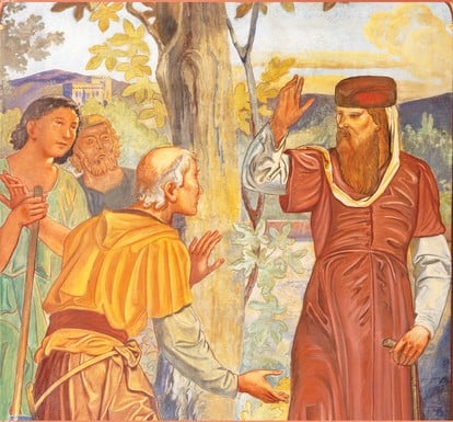 Illustration depicting the parable of the wicked tenants