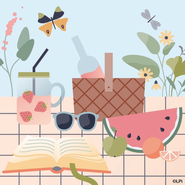 Illustration of various picnic items