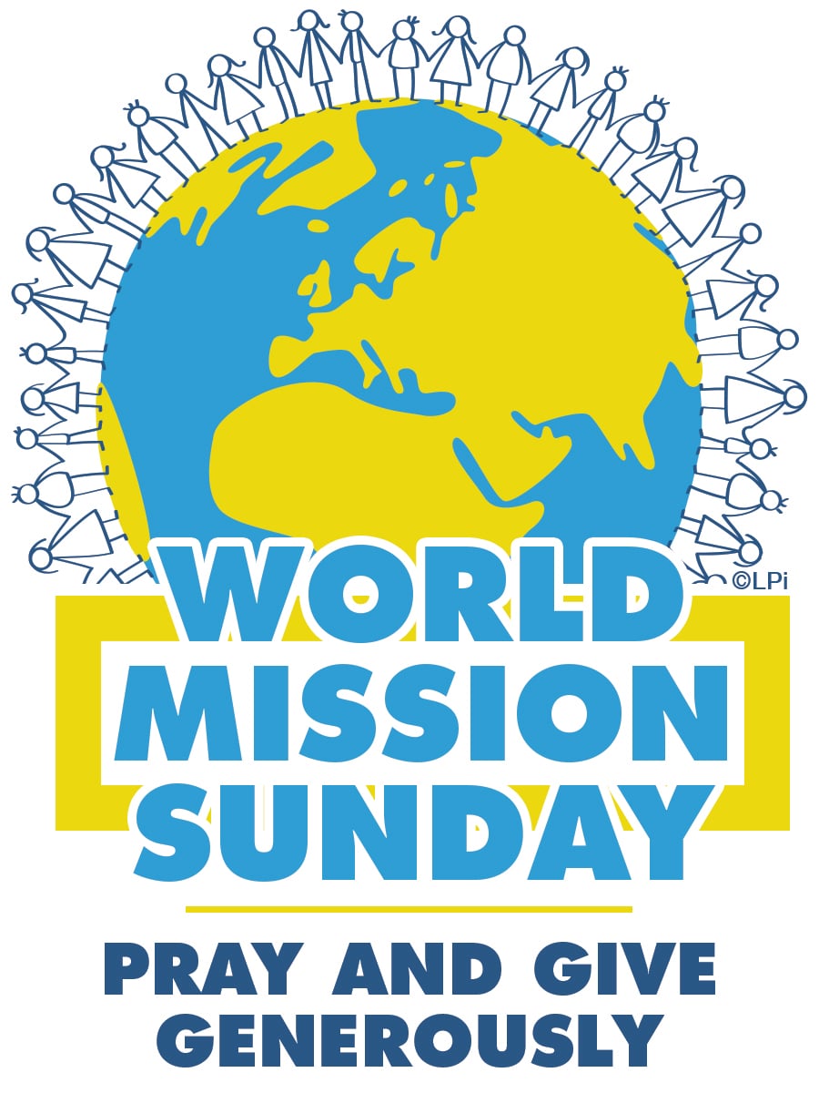 Graphic of a globe and the text World Mission Sunday