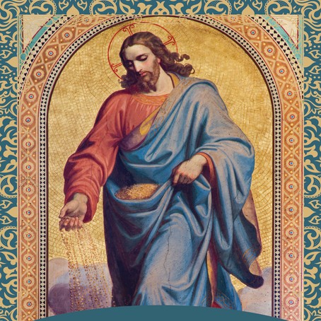 Illustration of Jesus sowing seeds in the field