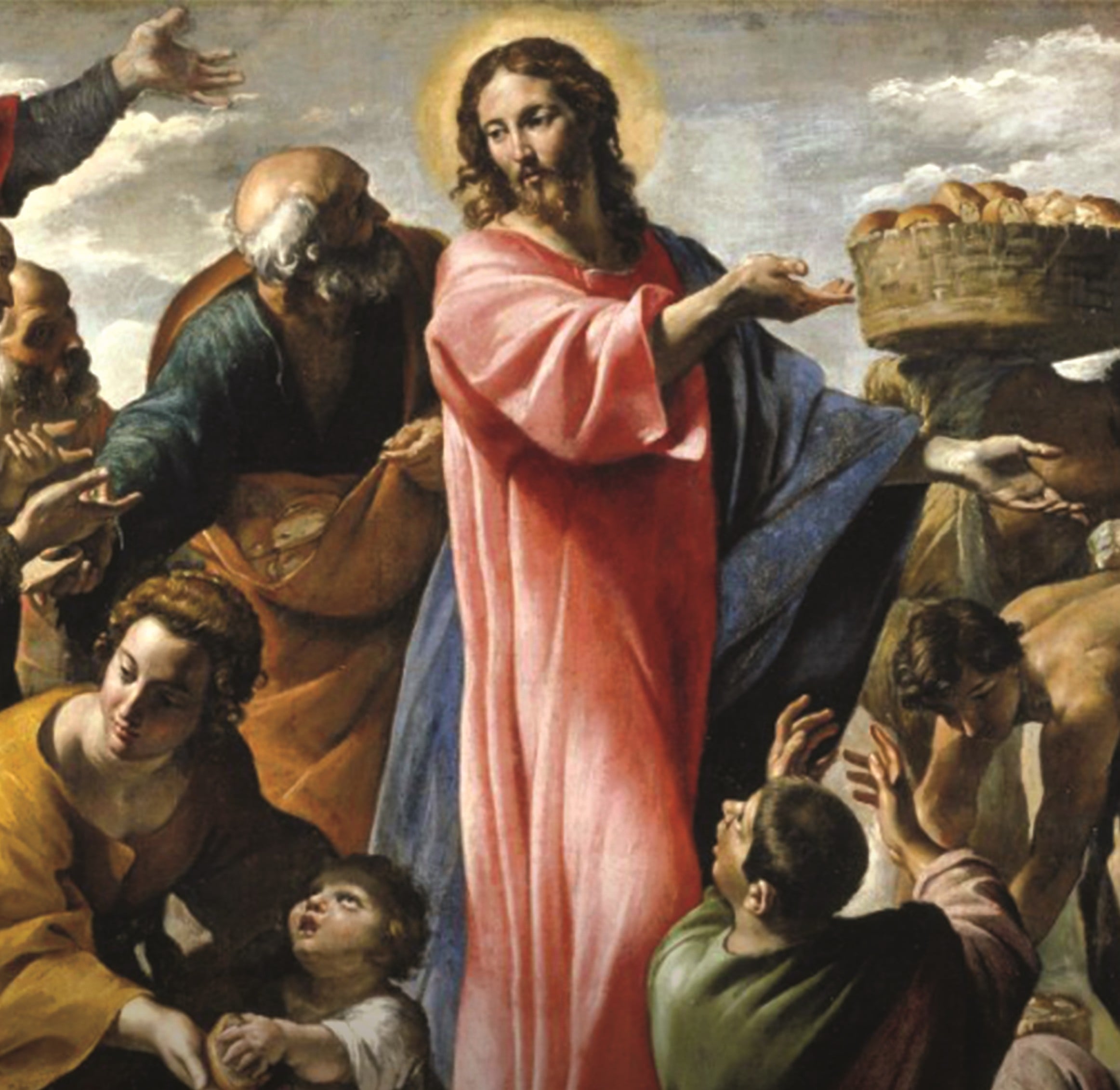 Illustration of jesus feeding the crowds