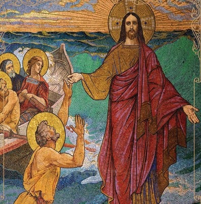 Painting of Jesus walking on water