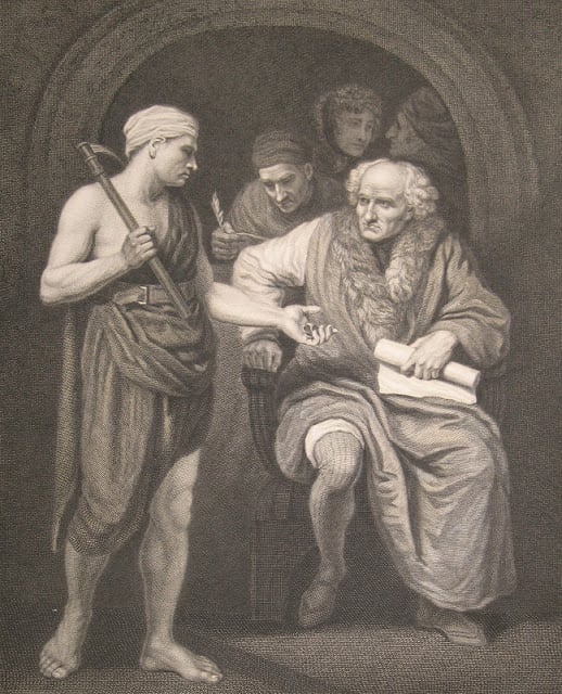 Illustration of the landowner paying the workers