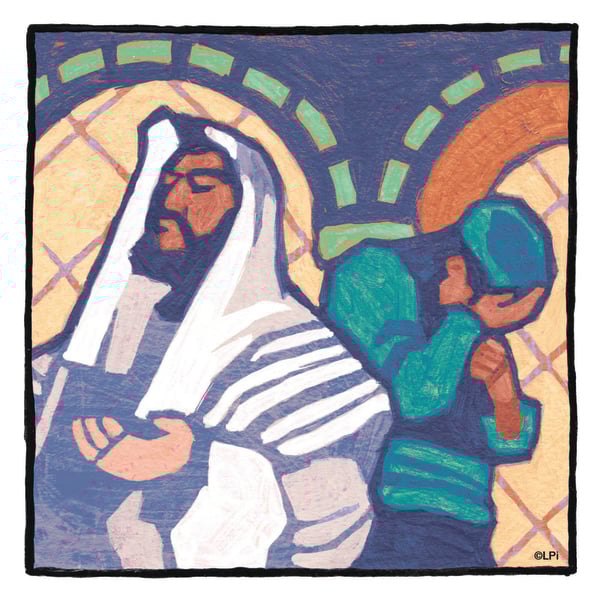 30th Sunday in Ordinary Time - Year C Illustration of the Parable of the Pharisee and the Tax Collector