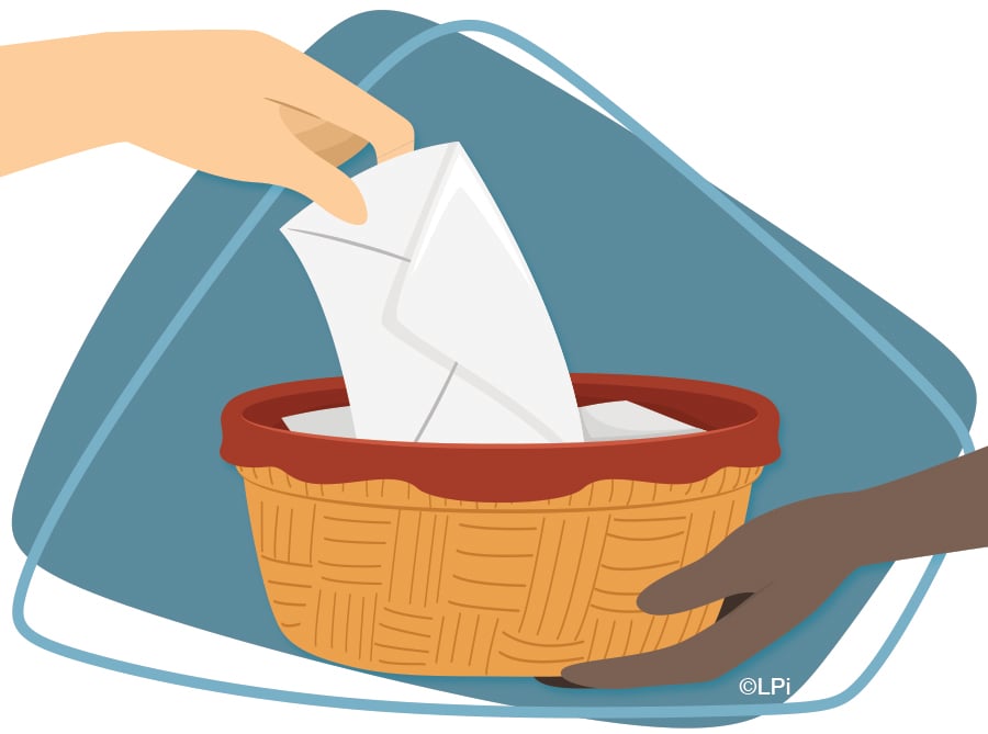 clip art of hands putting money into a Sunday collection basket