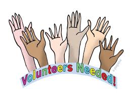 Many hands and a banner that reads "Volunteers Needed"